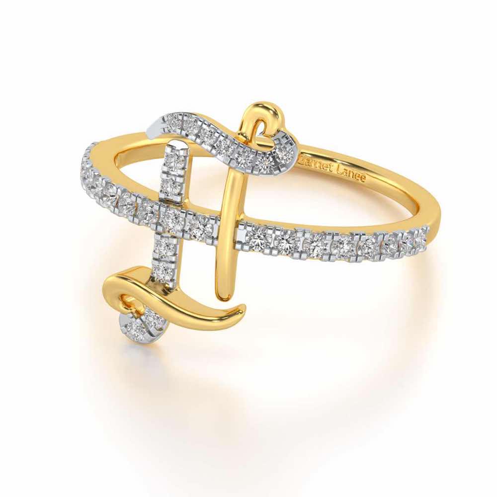 Gentle Gemini Silver Ring - Yellow Gold - Image 2