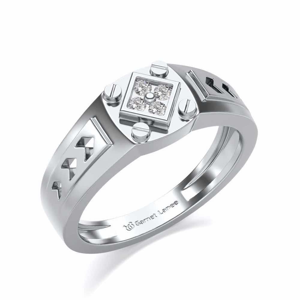 Geometric Ring For Men - White Gold - Image 1