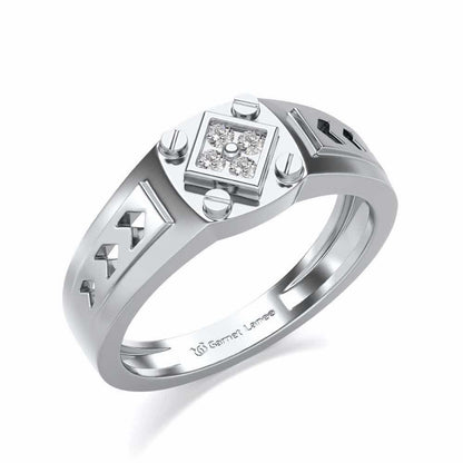 Geometric Ring For Men - White Gold - Image 1