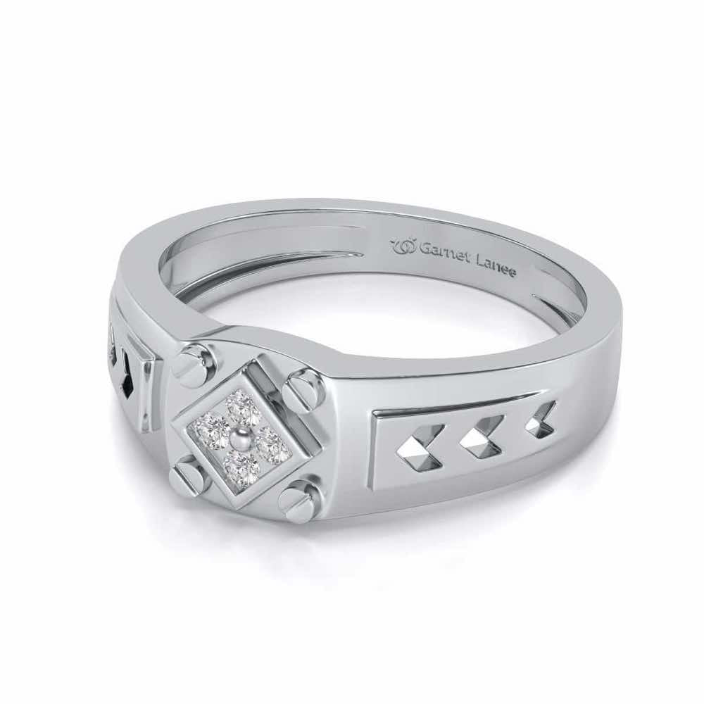 Geometric Ring For Men - White Gold - Image 2