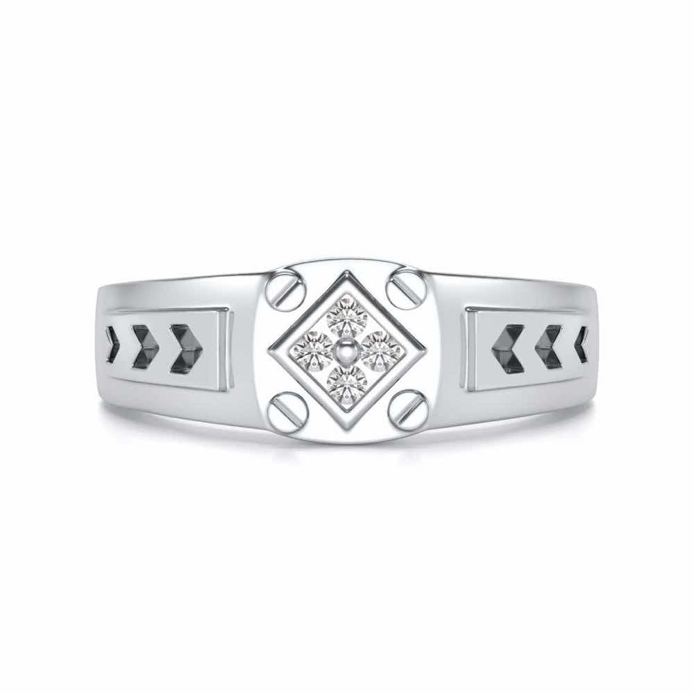 Geometric Ring For Men - White Gold - Image 4