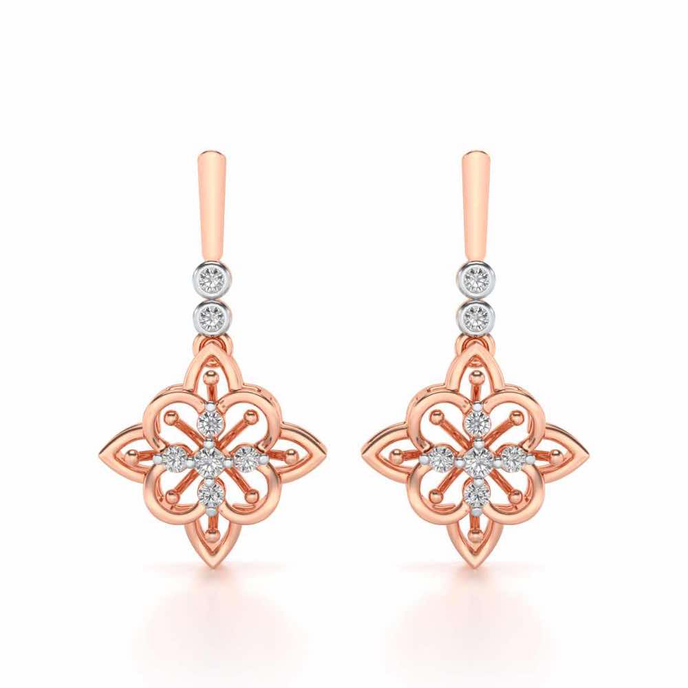Geometrical Drops Earrings - Rose Gold - Image 1