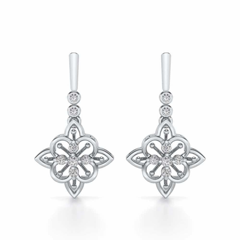 Geometrical Drops Earrings - White Gold - Image 1