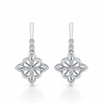 Geometrical Drops Earrings - White Gold - Image 1