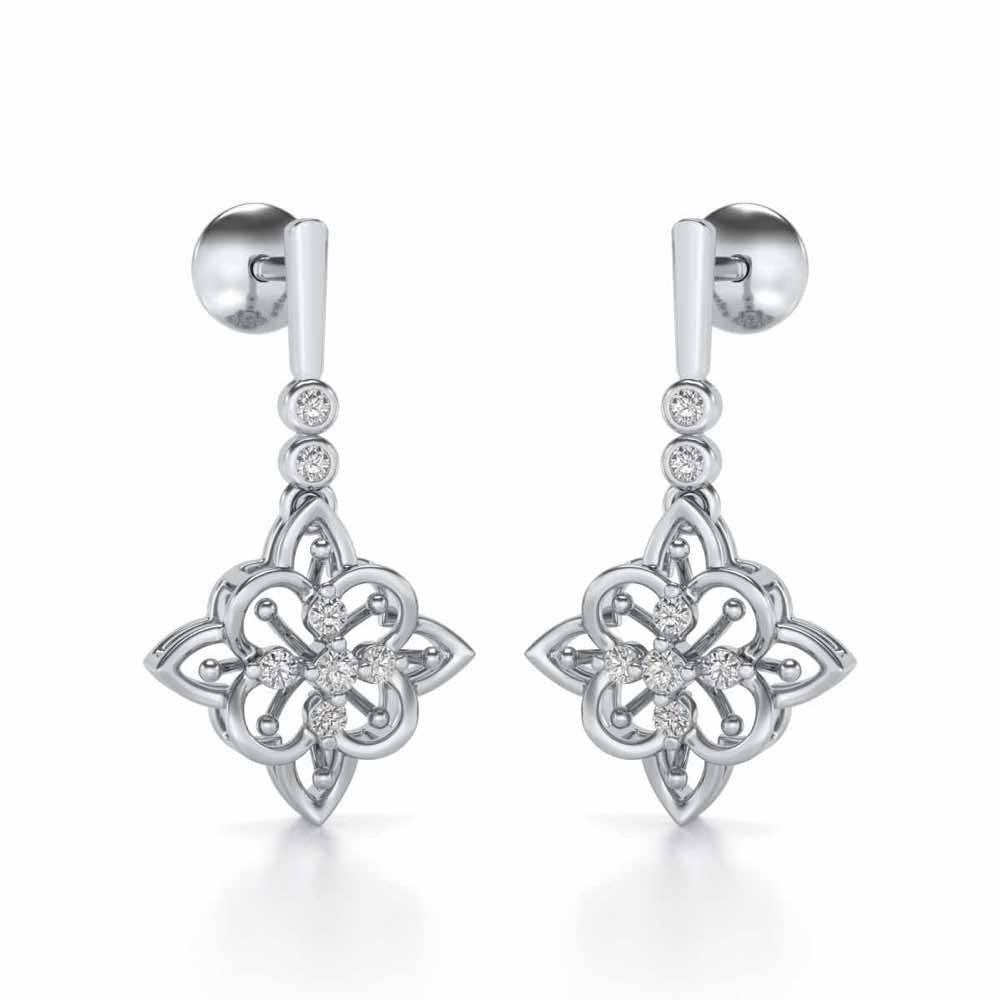 Geometrical Drops Earrings - White Gold - Image 2