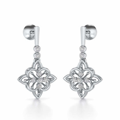 Geometrical Drops Earrings - White Gold - Image 2