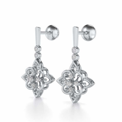 Geometrical Drops Earrings - White Gold - Image 3