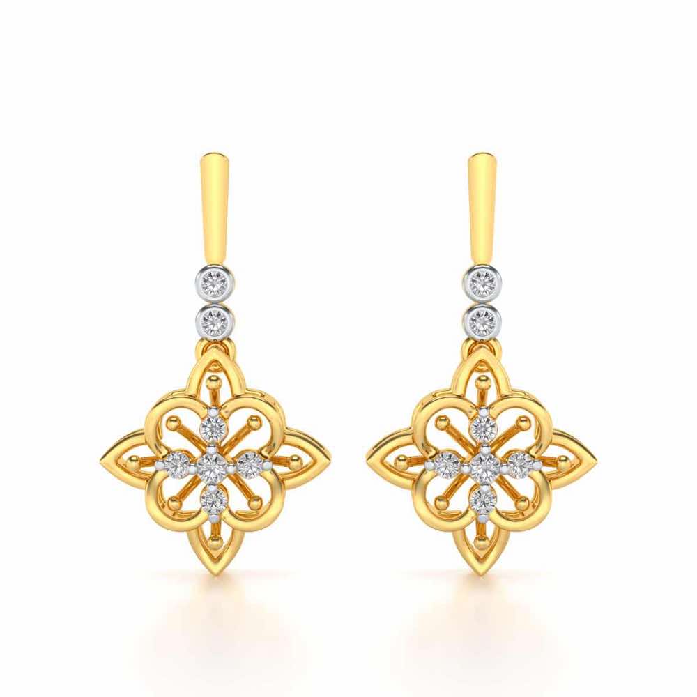 Geometrical Drops Earrings - Yellow Gold - Image 1