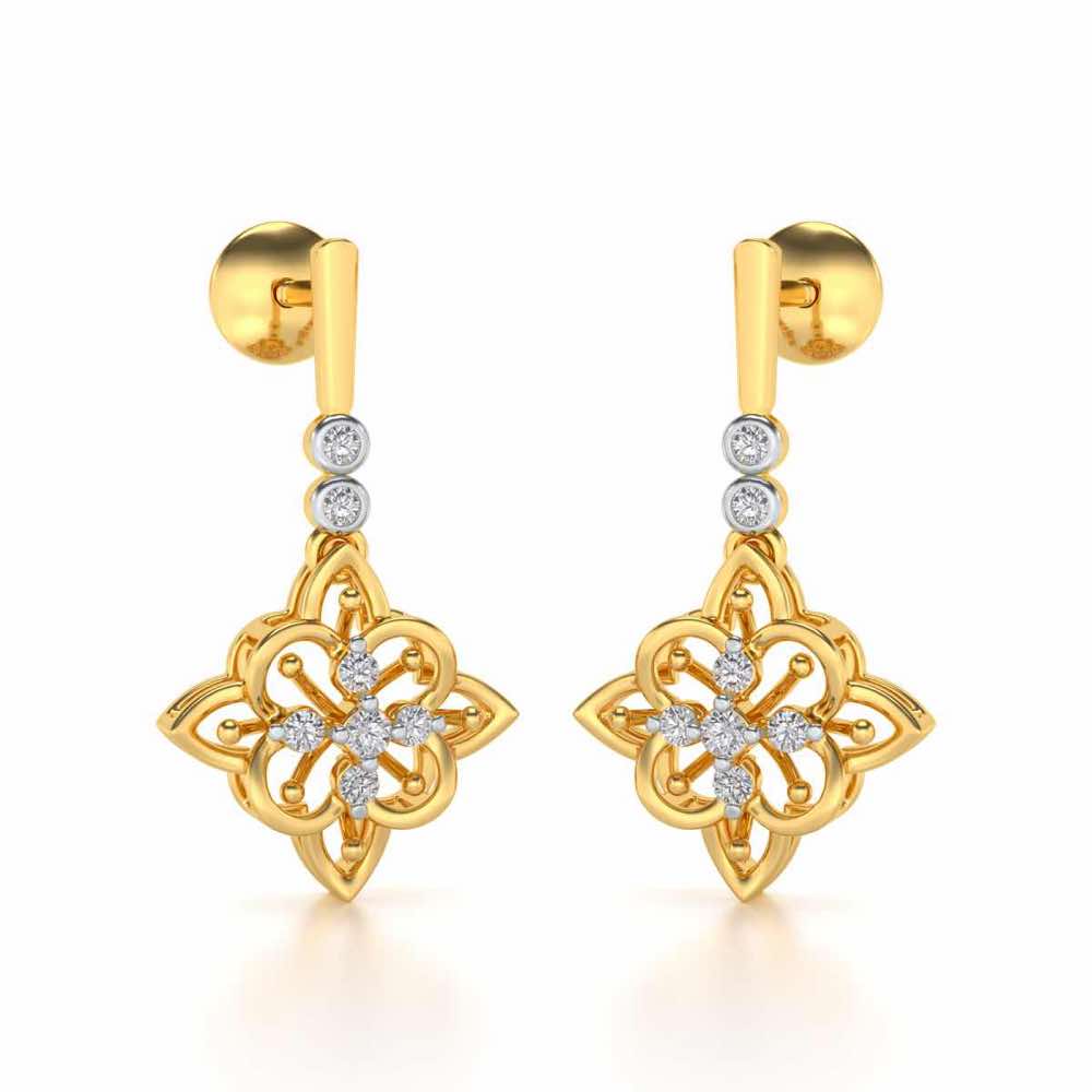 Geometrical Drops Earrings - Yellow Gold - Image 2