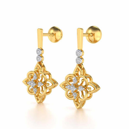 Geometrical Drops Earrings - Yellow Gold - Image 3