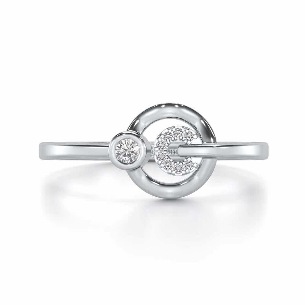Gibbous Silver Ring - White Gold - Image 4