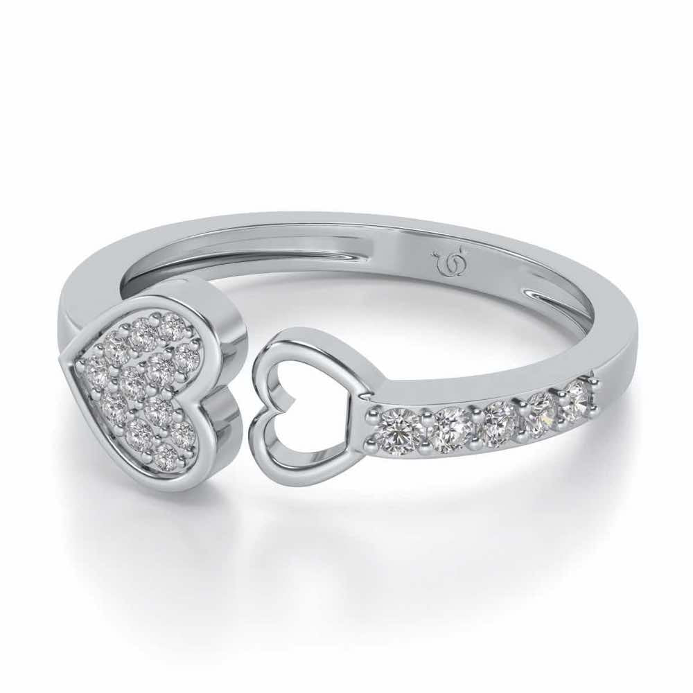 Gimme Your Heart Silver Ring - White Gold - Image 2