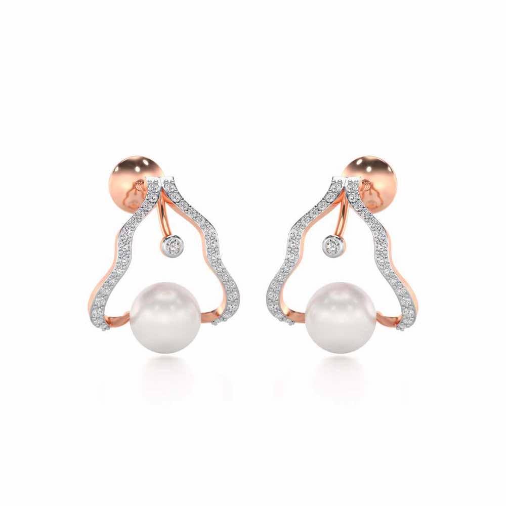 Glad Silver Pearl Earrings - Rose Gold - Image 1