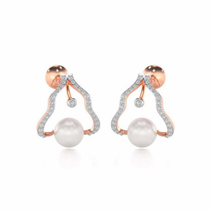 Glad Silver Pearl Earrings - Rose Gold - Image 1