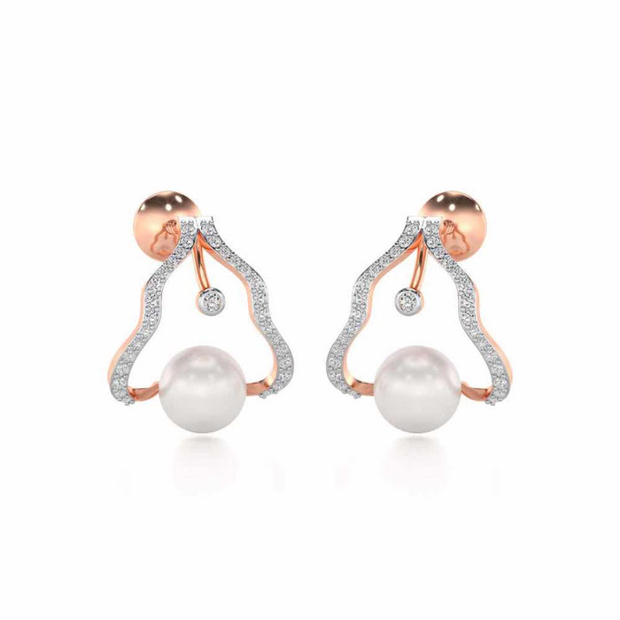 Glad Silver Pearl Earrings - Rose Gold - Image 1