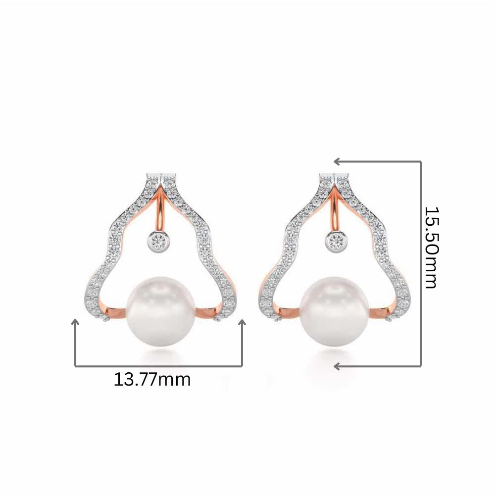 Glad Silver Pearl Earrings - Rose Gold - Image 2