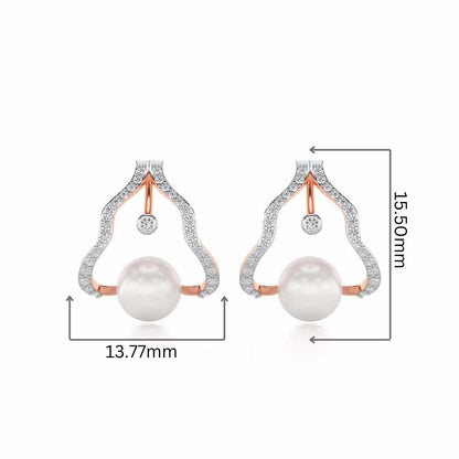 Glad Silver Pearl Earrings - Rose Gold - Image 2