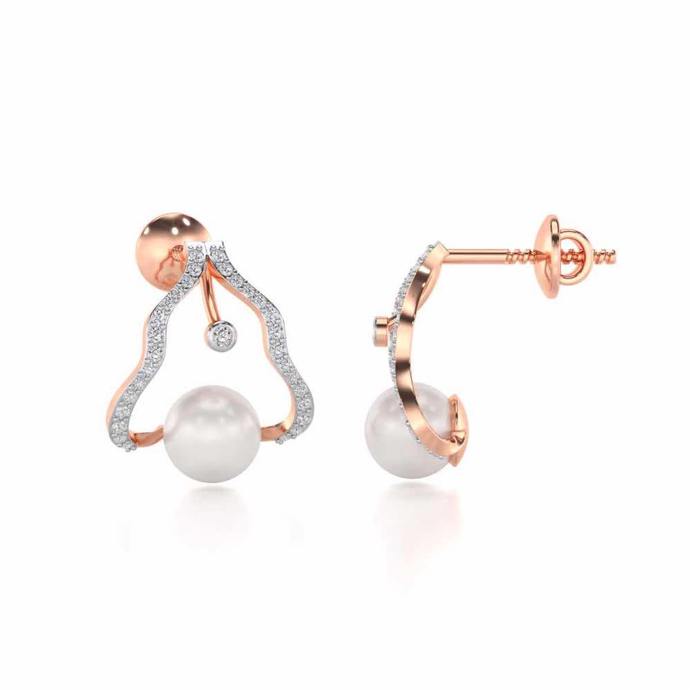 Glad Silver Pearl Earrings - Rose Gold - Image 4