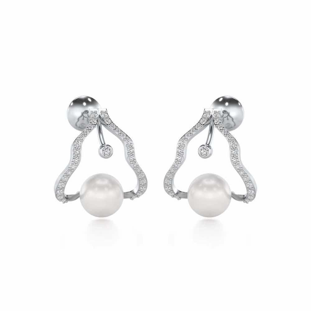 Glad Silver Pearl Earrings - White Gold - Image 1