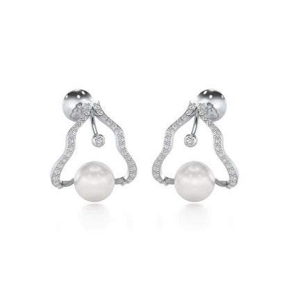 Glad Silver Pearl Earrings - White Gold - Image 1