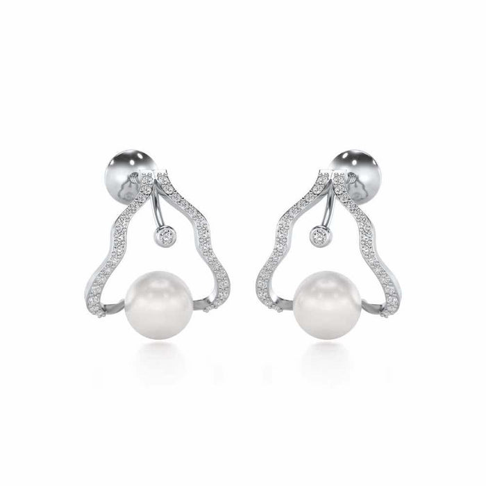 Glad Silver Pearl Earrings - White Gold - Image 1
