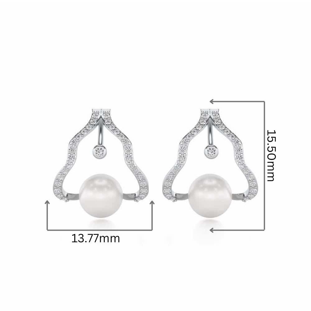 Glad Silver Pearl Earrings - White Gold - Image 2