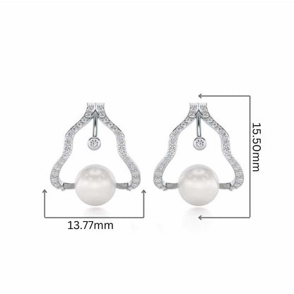 Glad Silver Pearl Earrings - White Gold - Image 2