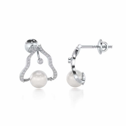 Glad Silver Pearl Earrings - White Gold - Image 4