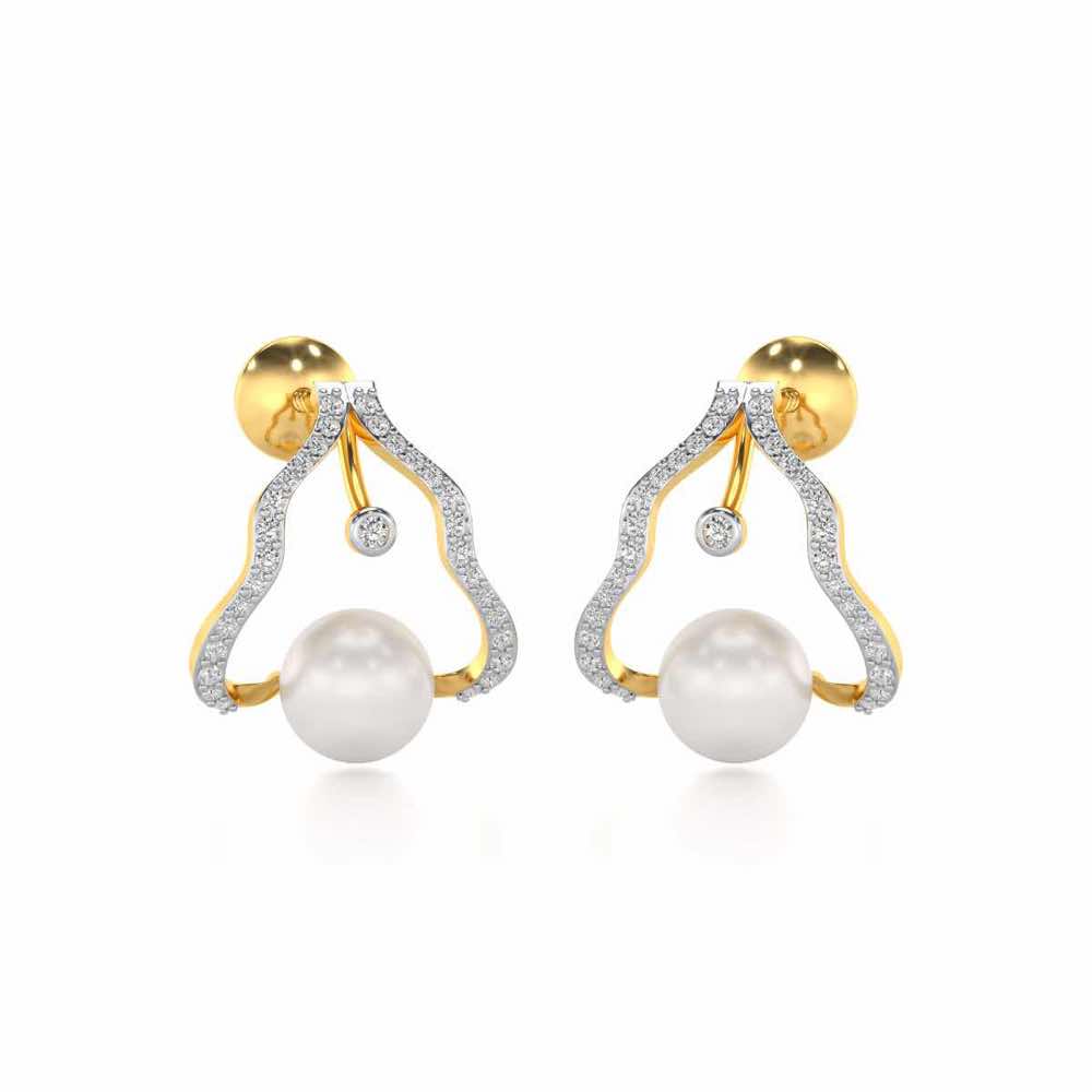 Glad Silver Pearl Earrings - Yellow Gold - Image 1