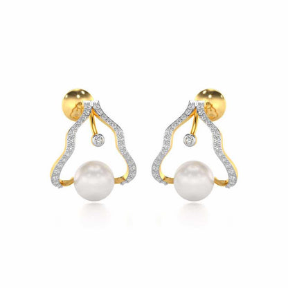Glad Silver Pearl Earrings - Yellow Gold - Image 1