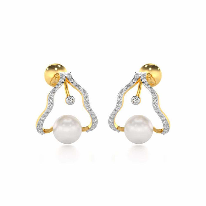Glad Silver Pearl Earrings - Yellow Gold - Image 1