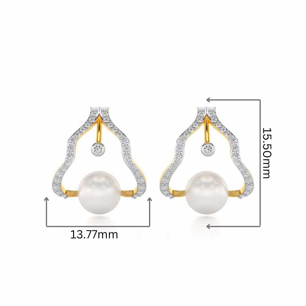 Glad Silver Pearl Earrings - Yellow Gold - Image 2