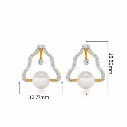 Glad Silver Pearl Earrings - Yellow Gold - Image 2