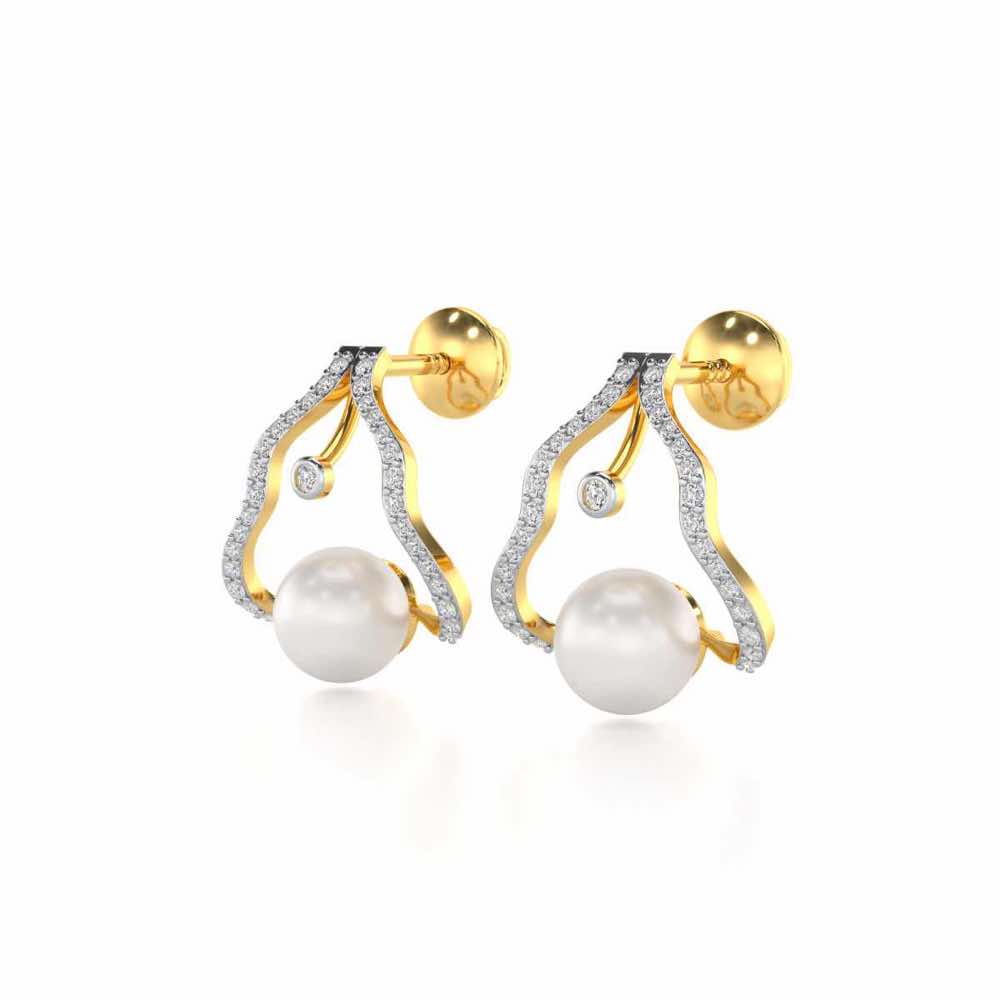 Glad Silver Pearl Earrings - Yellow Gold - Image 3