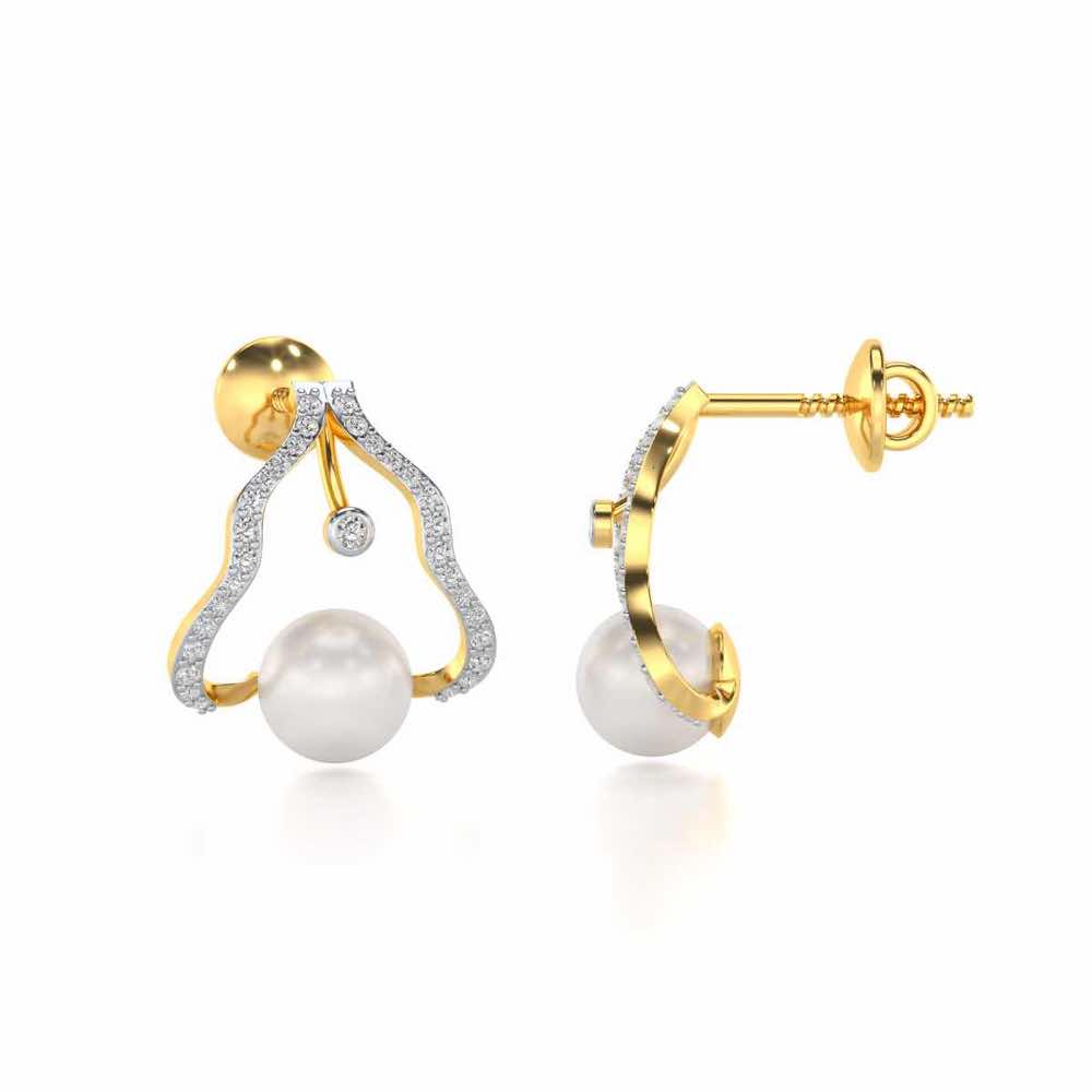 Glad Silver Pearl Earrings - Yellow Gold - Image 4