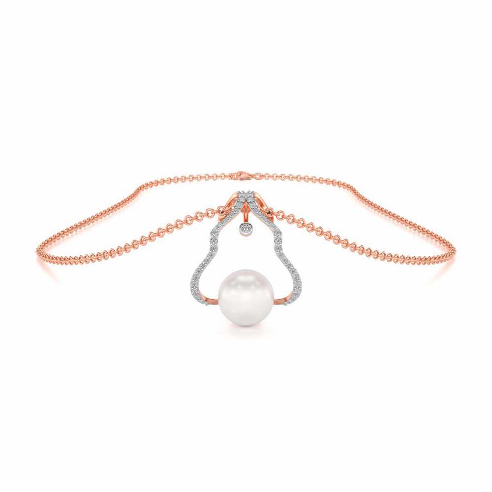 Glad Silver Pearl Pendant - Rose Gold - Image 3