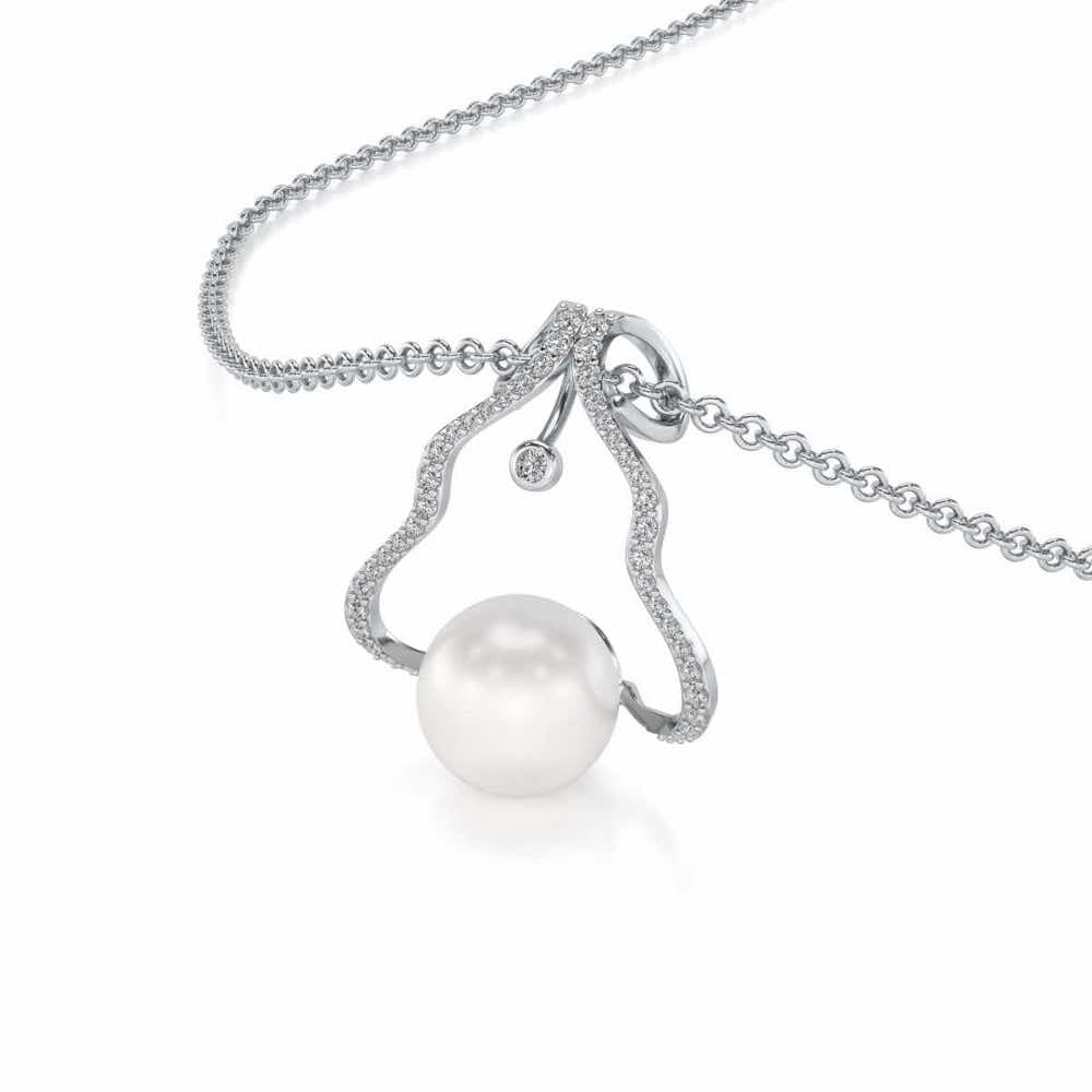 Glad Silver Pearl Pendant - White Gold - Image 1