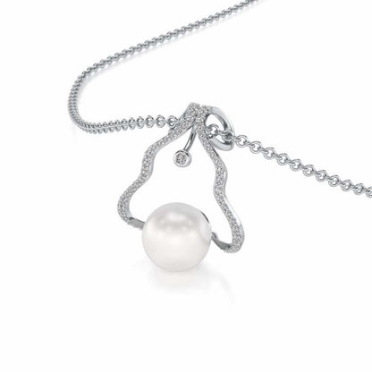 Glad Silver Pearl Pendant - White Gold - Image 1