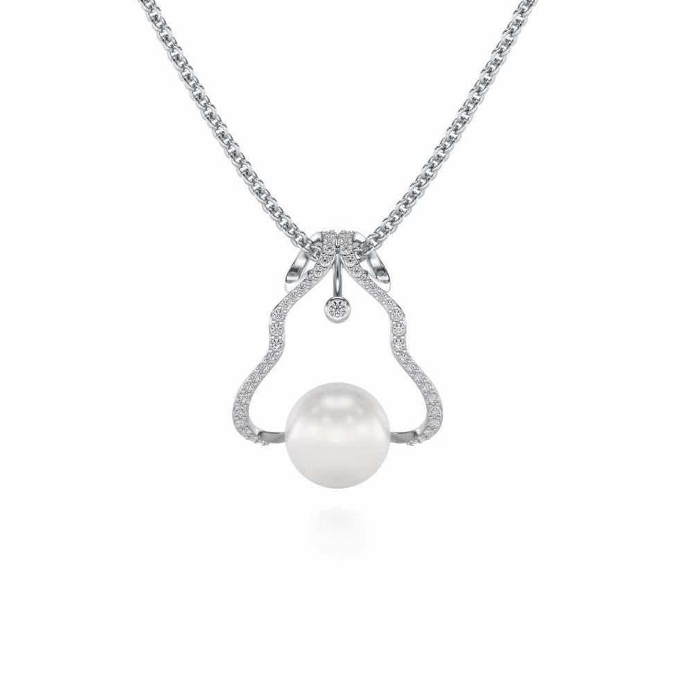 Glad Silver Pearl Pendant - White Gold - Image 2