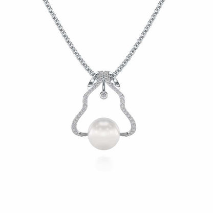 Glad Silver Pearl Pendant - White Gold - Image 2