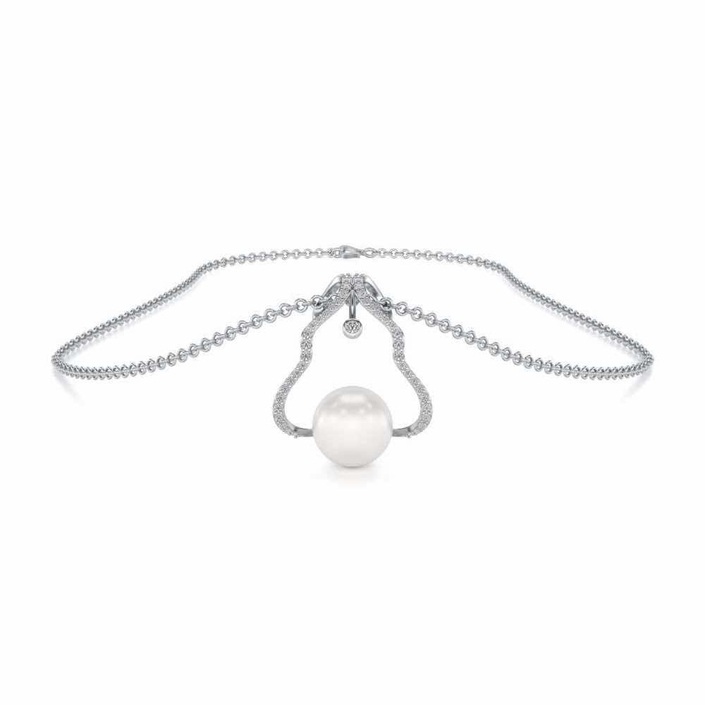 Glad Silver Pearl Pendant - White Gold - Image 3