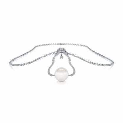Glad Silver Pearl Pendant - White Gold - Image 3