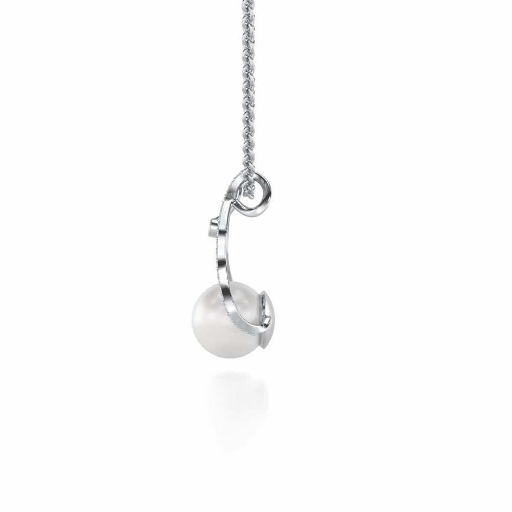 Glad Silver Pearl Pendant - White Gold - Image 4