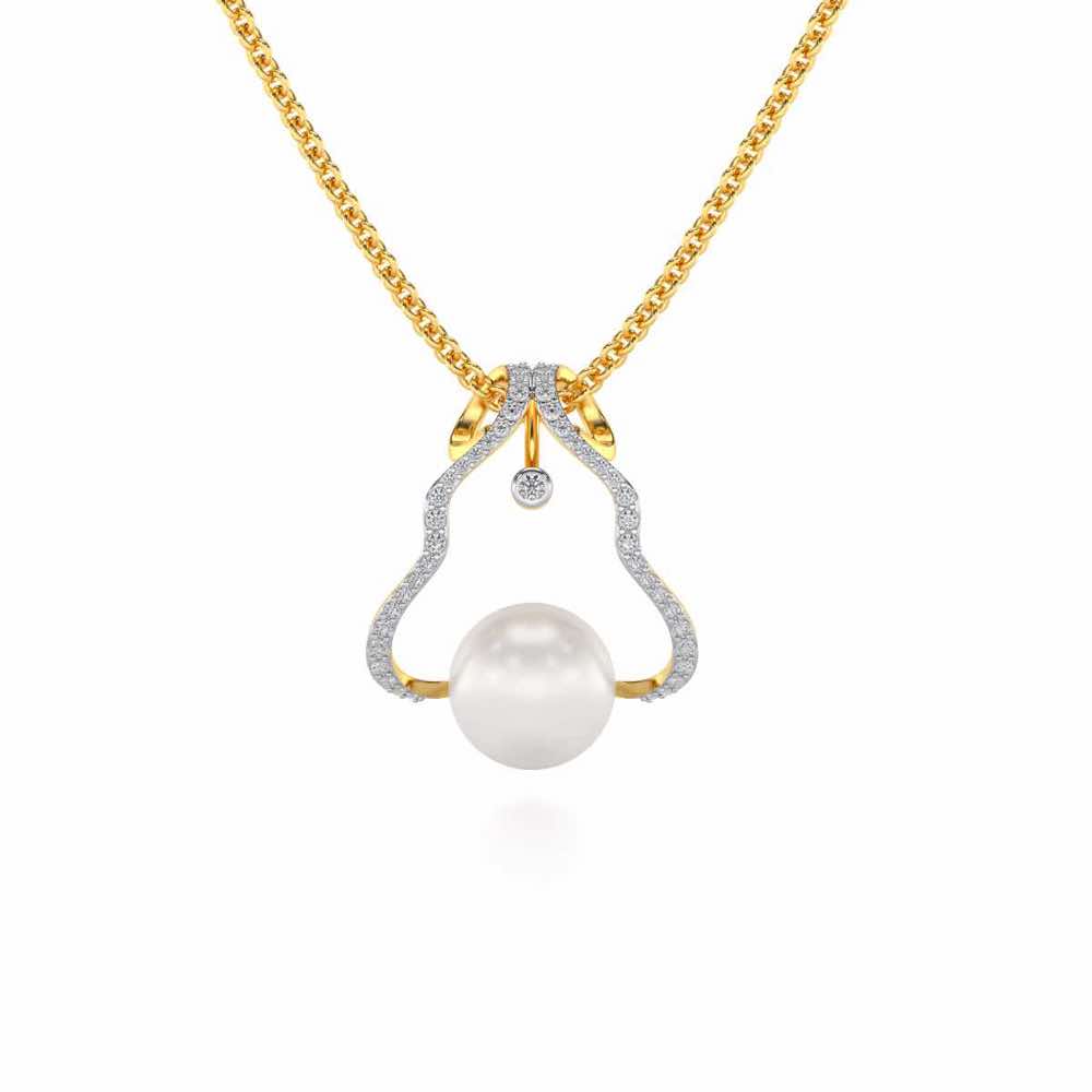 Glad Silver Pearl Pendant - Yellow Gold - Image 2