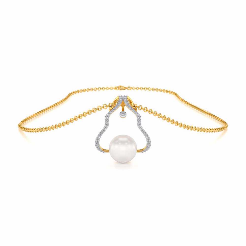 Glad Silver Pearl Pendant - Yellow Gold - Image 3