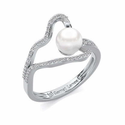 Glad Silver Pearl Ring - White Gold - Image 1