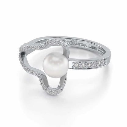 Glad Silver Pearl Ring - White Gold - Image 2