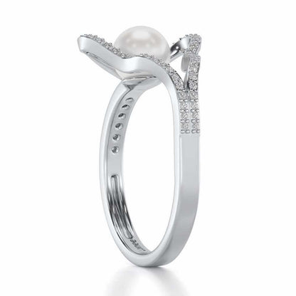 Glad Silver Pearl Ring - White Gold - Image 3