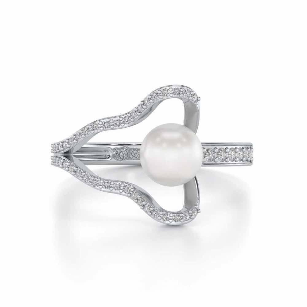 Glad Silver Pearl Ring - White Gold - Image 4
