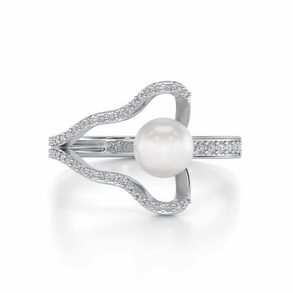 Glad Silver Pearl Ring - White Gold - Image 4